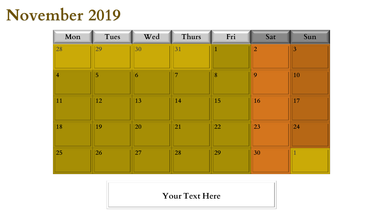 powerpoint calendar slide-November-2019